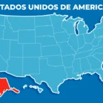 Mapa de Estados Unidos con Alaska resaltado como el estado 49