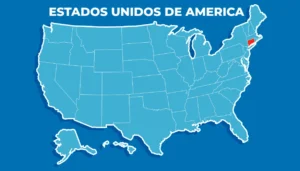 Mapa de USA con Connecticut resaltado para el artículo de Esencia USA.