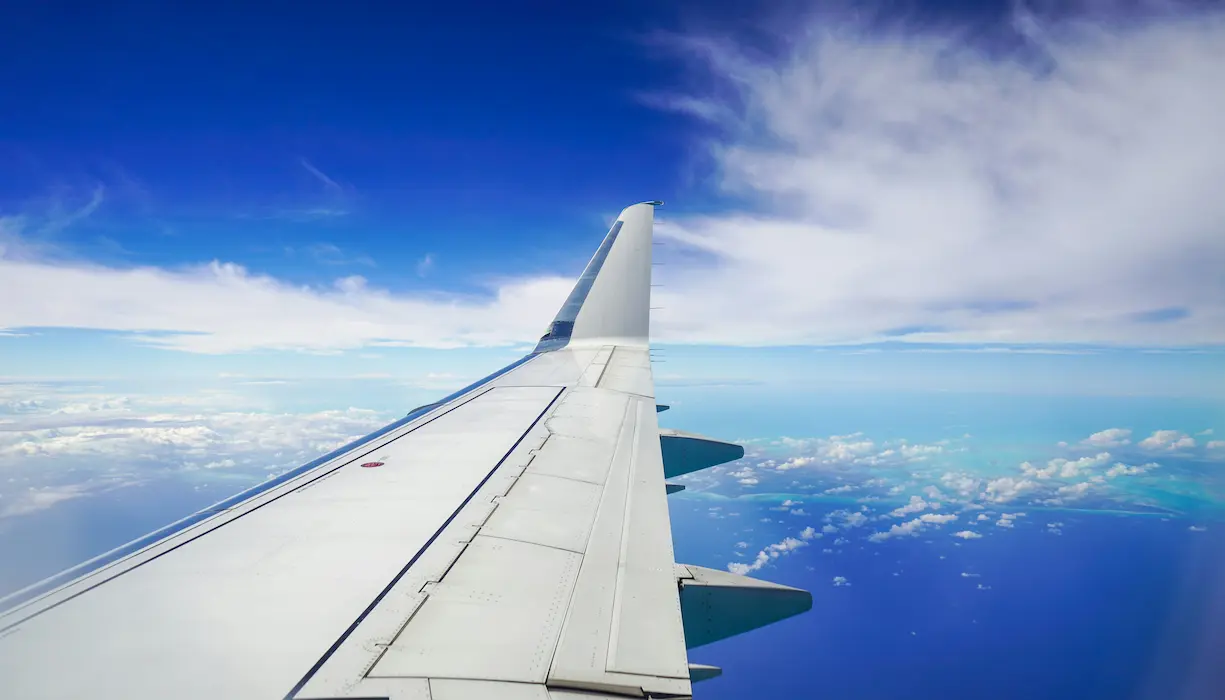 Avión sobre el mar como símbolo de emigrar y comenzar una nueva vida en Estados Unidos