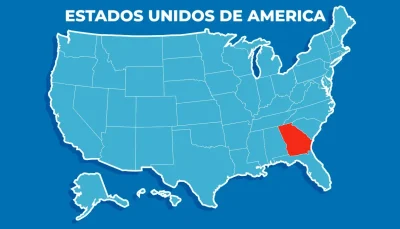 Mapa de USA con Georgia resaltado para el artículo de Esencia USA.