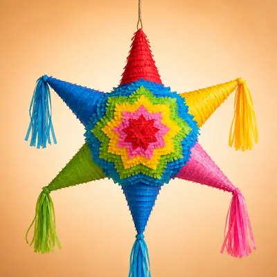 Piñata artesanal de estrella multicolor para fiestas